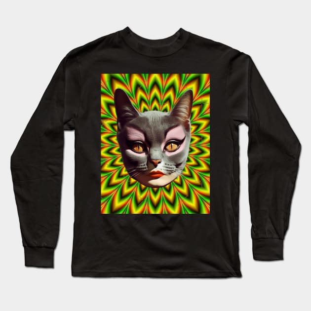 Psychedelic Catwoman Long Sleeve T-Shirt by NightvisionDesign